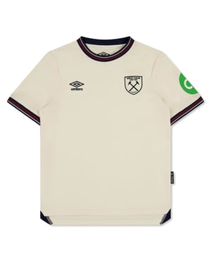 Boys Umbro WHU Junior Crew Neck Short Sleeve Jersey T-Shirt in Ecru
