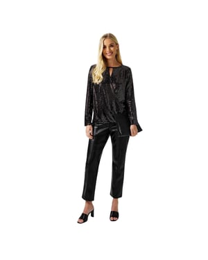 Biba PU-broek met rechte pijpen voor dames (Zwart)