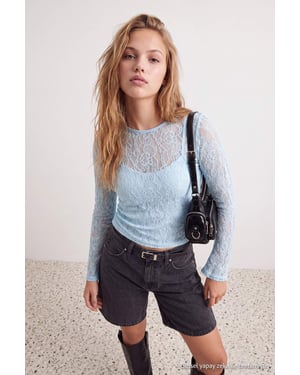 TRENDYOLMİLLA Dames Blauw Effen Lang Getailleerd Blouses
