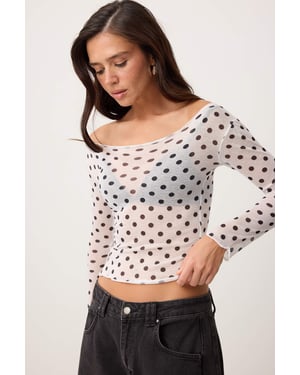 TRENDYOLMİLLA Dames Wit Etnisch patroon Lang Getailleerd Blouses