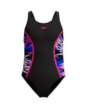 Speedo Teen Hyperboom Splice eendelig zwempak (Zwart/roze)