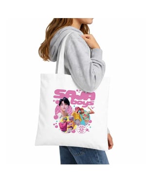 K-Pop Demon Hunters Bubbles Saja Boys Reusable Tote Bag (White)