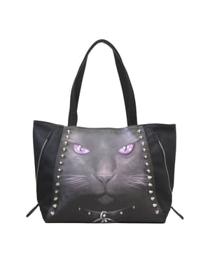 Spiral Black Cat Faux Leather Tote Bag (Black)