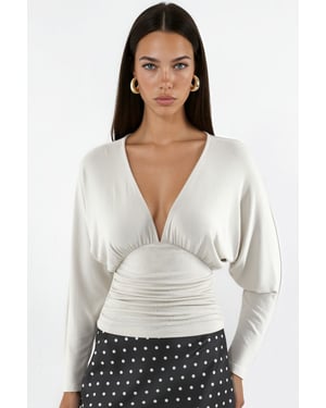 Gebreide blouse met V-hals en relaxed fit
