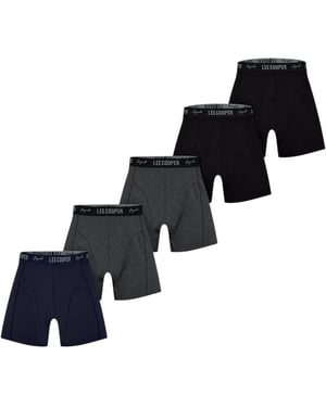 Lee Cooper Boxershorts voor heren (set van 5) (Zwart/Navy/Grijs Marl)