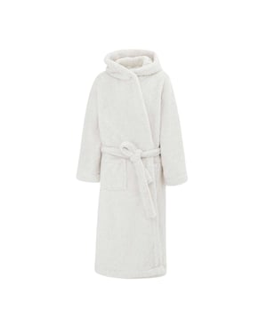 Linea Fleece-badjas met capuchon en lange mouwen voor dames (Grijs)