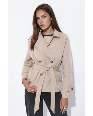 Belted Flowy Short Trench Coat