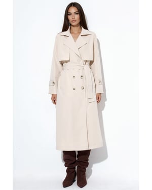 Double-Breasted Belted Long Trench Coat