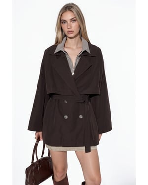 Double-Breasted Belted Trench Coat