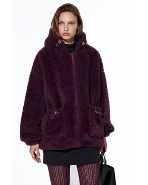 Oversized Hooded Textured Jacket