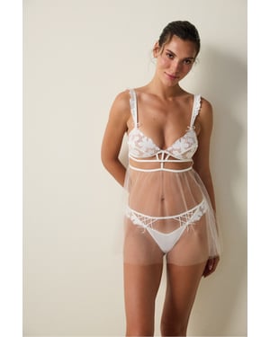 Broken Broderie Embroidered Floral Underwired Dowry Babydoll