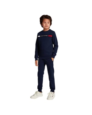 Tommy Hilfiger Matchande set med logotyp och rund hals för barn/ungdomar (Marinblått)