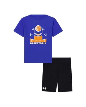 Under Armour Set med melerad T-shirt och shorts för barn (Team Royal Blue)