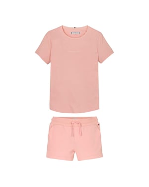 Tommy Hilfiger Barn-/ungdomsset med T-shirt och shorts i bomullsblandning från Childrens/Kids Corp (Korall)
