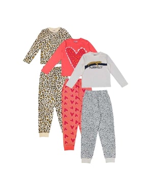 Star Lange pyjamaset met lange mouwen voor kinderen met luipaardprint (set van 3) (Veelkleurig)