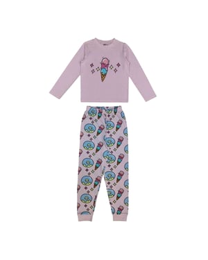 Star Pyjamaset met lange mouwen voor meisjes met ijsjesmotief (1 stuk) (Roze)