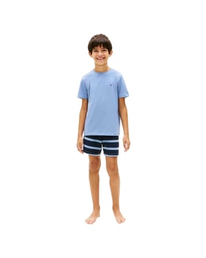 Tommy Hilfiger Pyjamas-set med korta byxor i randigt mönster för barn (Blå)