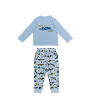 Star Pyjamaset met lange mouwen voor kinderen met auto-motief (Blauw)