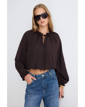 TRENDYOLMİLLA Dames Bruin Effen Lang Regular fit Blouses