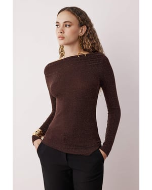TRENDYOLMİLLA Dames Bruin Effen Lang Getailleerd Blouses
