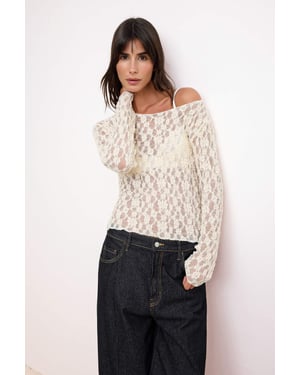 TRENDYOLMİLLA Dames Ecru Effen Lang Getailleerd Blouses