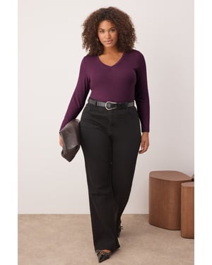 Trendyol Curve Dames Bordeaux Effen Lang Getailleerd Grote maten Blouses