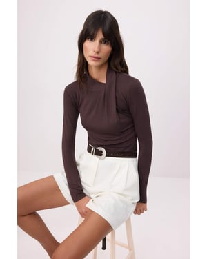 TRENDYOLMİLLA Dames Bruin Effen Lang Getailleerd Blouses