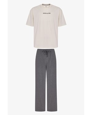 Men's Modern Stone Oversized Short Sleeve Pajama Set