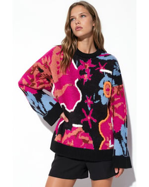 Jacquard Oversized Knit Sweater