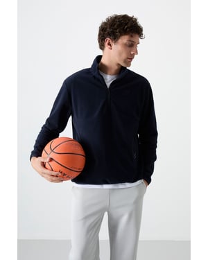 Men's Slim Fit Half-zip Plush Sweatshirt