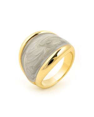 Luxenter Ring in Groene Lak geëindigd in 18 karaat geel goud - Sul