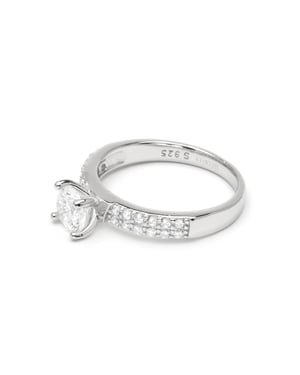 Luxenter ring in 925 sterling zilver en briljant zirkonia, afgewerkt in rhodium - Anwi
