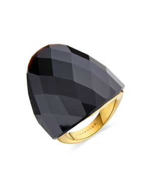Luxenter Onyx Hydrothermale Kwartsring afgewerkt in 18K geelgoud - Konsil