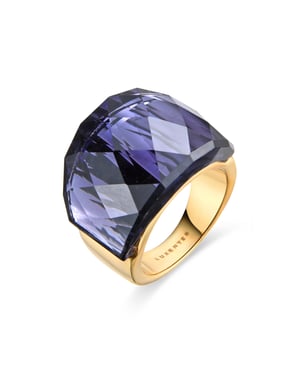 Luxenter Ring met Onyx Hydrothermal Quartz afgewerkt in 18k geelgoud - Fadino