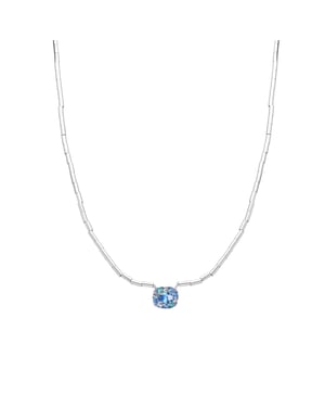Luxenter ketting in 925 sterling zilver en saffier Zirconia rhodium afwerking - Mezay
