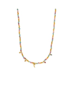 Luxenter ketting in 925 sterling zilver en multicolor zirkonia, afgewerkt in 18 karaat geel goud - Esli