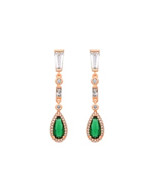 Luxenter Emerald Zirconia oorbellen afgewerkt in 18 karaats geelgoud - Orzus
