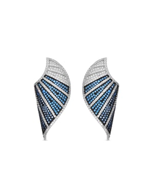 Luxenter oorbellen in 925 sterling zilver en blauw topaas zirkonia, afgewerkt in rhodium - Neoma