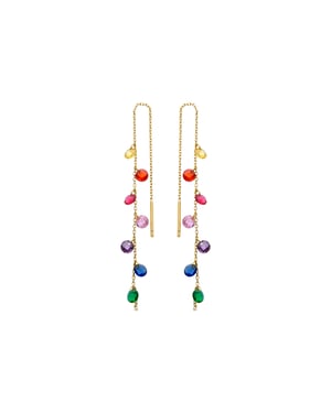 Luxenter oorbellen in metaallegering en multicolor zirkonia, afgewerkt in 18k geelgoud - Melne