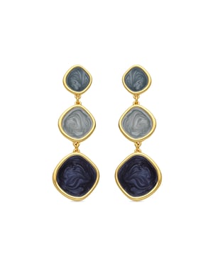 Luxenter oorbellen met blauw gelakte 18 karaats gouden afwerking - Belgul