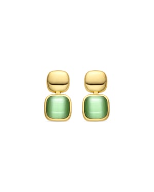 Luxenter oorbellen met Green Cat's Eye afwerking in 18 karaat goud - Laroi