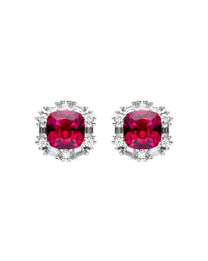 Luxenter 925 sterling zilveren oorbellen met robijn Zirconia Rhodium afwerking - Zemoa