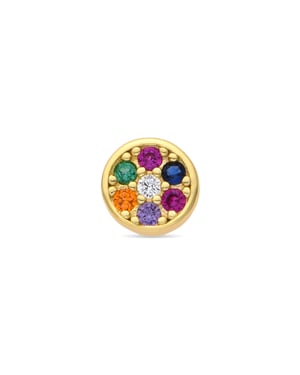 Luxenter Piercing i 925 Sterling Silver agus Multicolor Zirconia críochnaithe i 18k ór buí - Nero