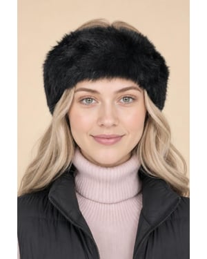 Faux Fur Headband in Black