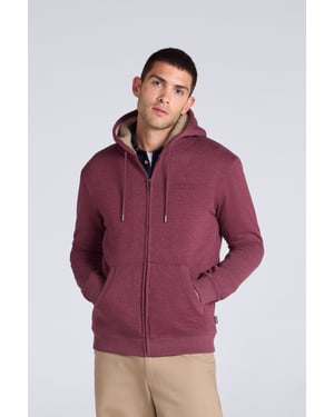 'Samuel' Men's Hoodie Sherpa Lined Drawcord Adjustable Hood Cosy Jumper Burgundy