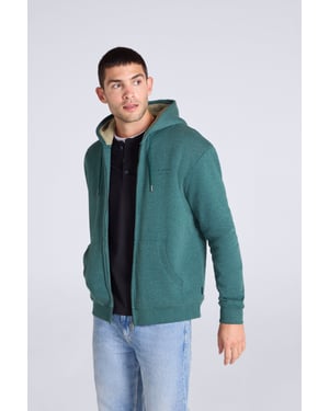 'Samuel' Men's Hoodie Sherpa Lined Drawcord Adjustable Hood Cosy Jumper Green
