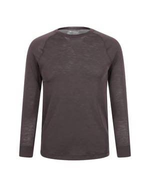 Merino Men's Thermal Baselayer Top Long Sleeve Hiking Winter Pullover Brown