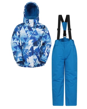 Kids Ski Jacket & Trousers Set Snowproof Fleece Lined Warm Outdoor Ski Outfit Blue/Navy