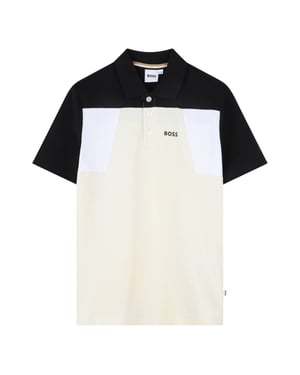 Boss Kinder/Kinderen Kleur Geblokt Poloshirt (Vanille)
