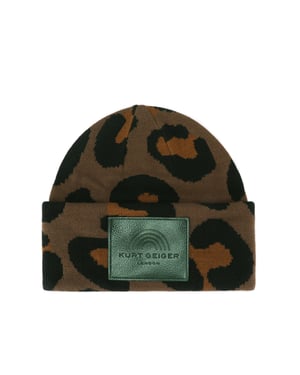 Kurt Geiger London Leopard Cuff Beanie Hat